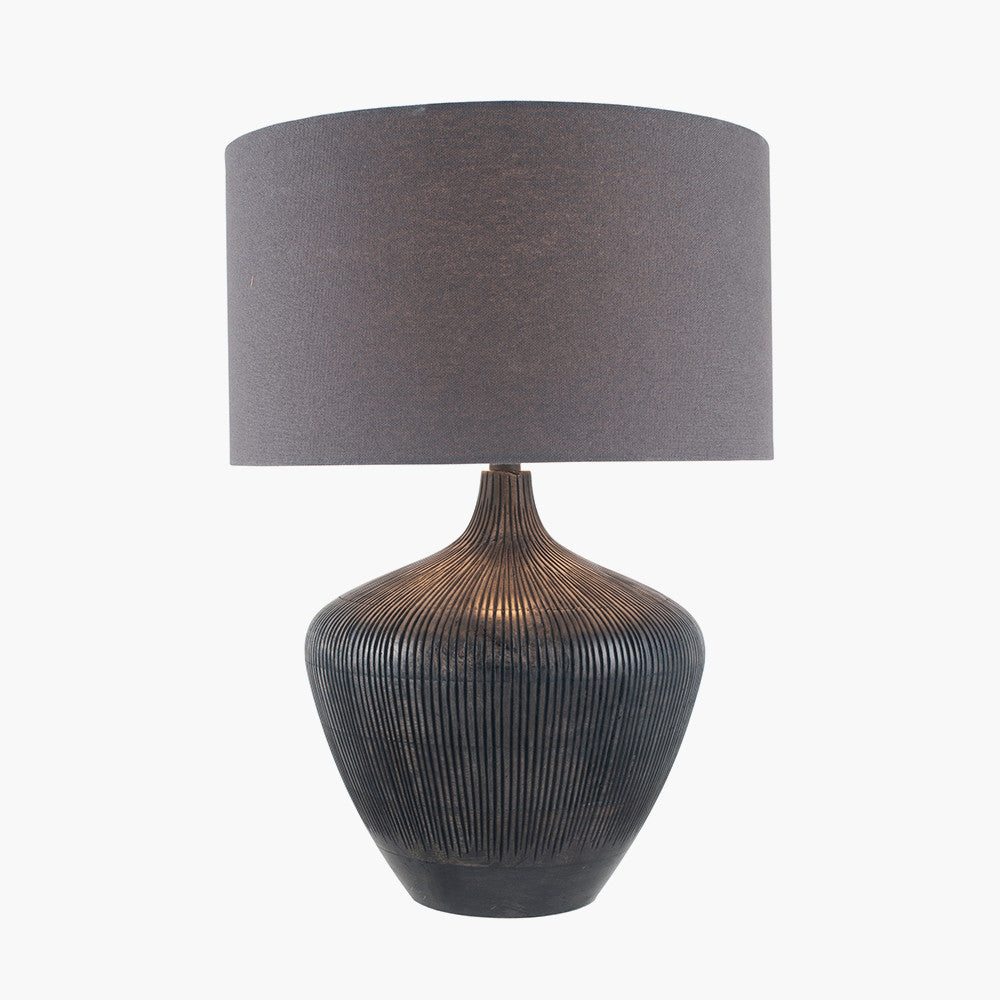 Manaia Antique Black Textured Wood Table Lamp - Base Only